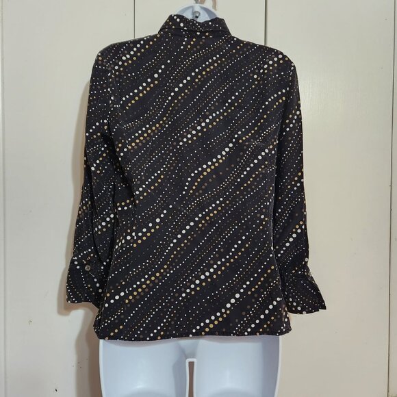 Liz Claiborne 100% Silk Blouse Top Sz 4 Multicolor Polka Dot Button Front Career - Picture 2 of 8